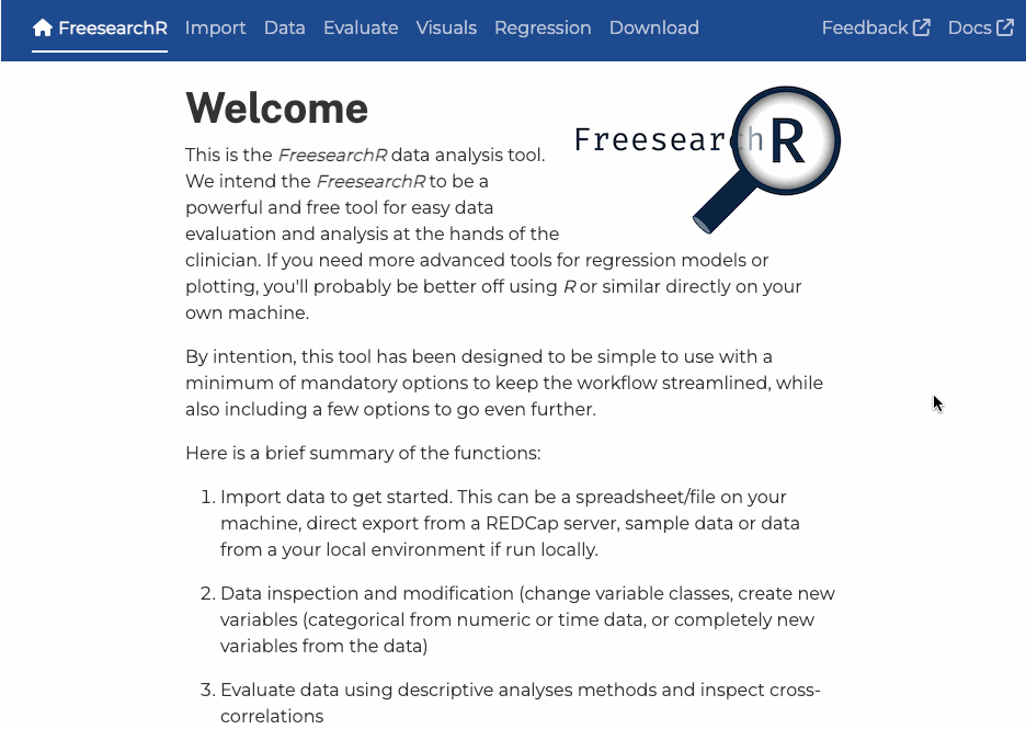 FreesearchR demo